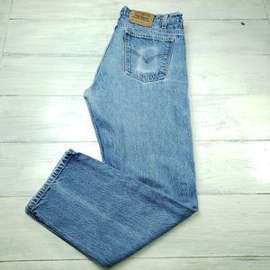 Vintage Levi's 505 Mens Orange Tab 90s Regular Straight Jeans Size 36x31